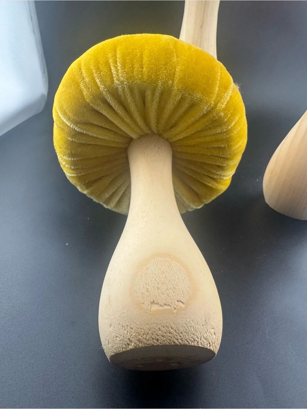 Set of 3 Mushrooms with velvet cushion caps